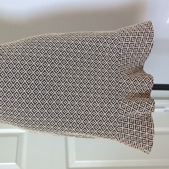 Ann Taylor Loft Blue Beige Geometric Floral Flounce Skirt Size Small Petite - Picture 4 of 7